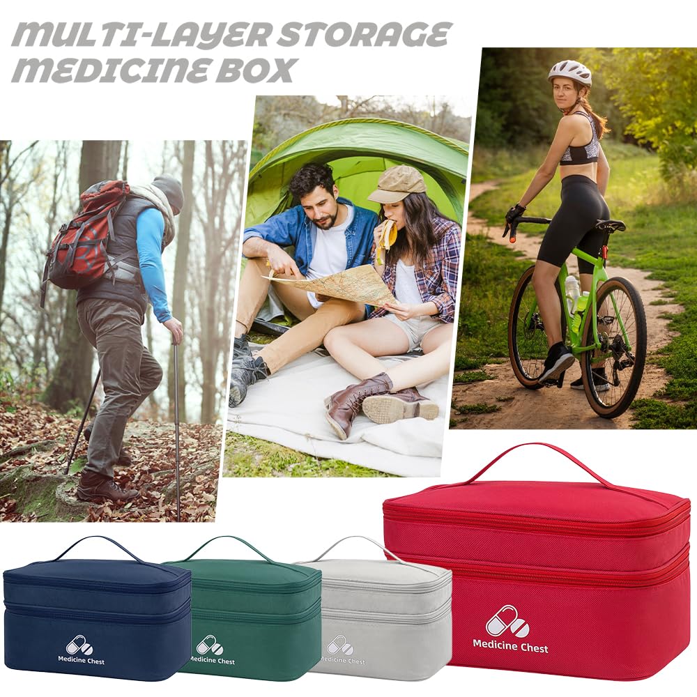 2 piezas Botiquin de Primeros Auxilios, Impermeable portátil, de gran capacidad, bolsa de almacenamiento de medicamentos para el hogar, la oficina, viajes, vehículos recreativos, de moda