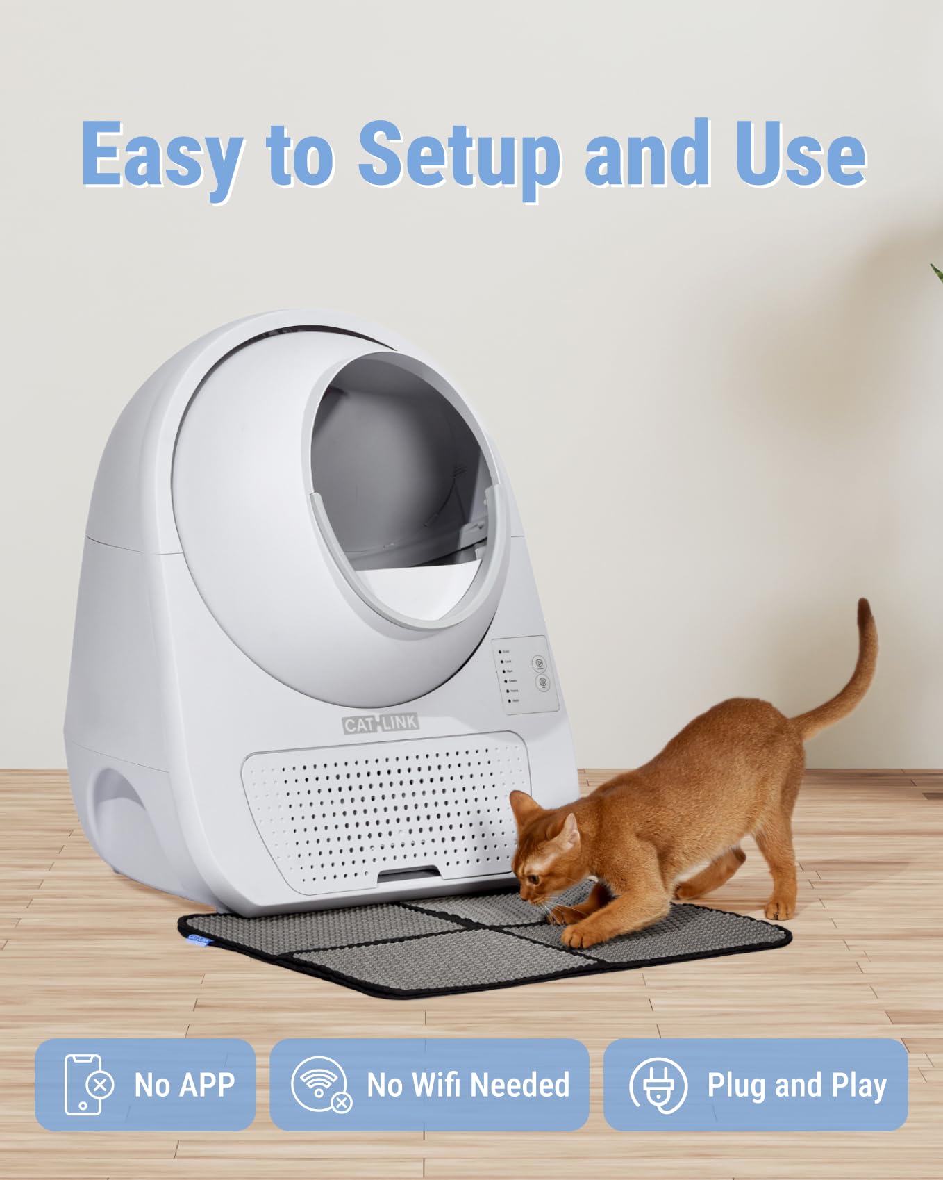 CATLINK Lettiera automatica per gatti con tappeti, doppia eliminazione degli odori per gatti da 9 a 10 kg