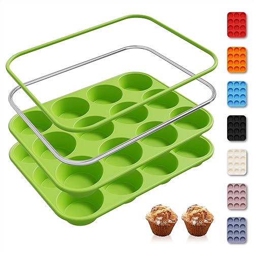 Miniatura 17 de 2 Pack 6 Tazas Molde de Silicona Mini para Magdalenas con Marco Reforzado de Metal Moldes de Silicona para Cupcakes y Pasteles Bandejas para Hornear