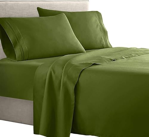 Miniatura 2 de Clara Clark  Supreme 1500 Collection - Juego de sábanas de 4 piezas, tamaño King, color verde cala