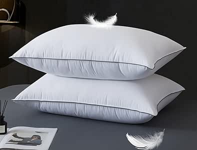 WhatsBedding Goose Down Pillows King Size Set of 2, Luxury Hotel Bed Pillows for Deep Sleep, Fluffy Soft Feather Down Pillow for Back, Stomach or Side Sleepers, 20" x 36"