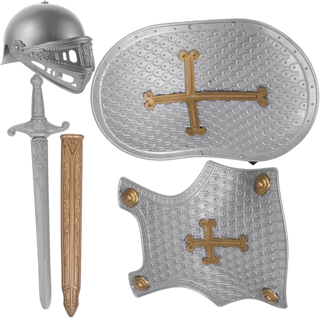 Toyvian Vintage Roman Armor for Solid Helmet Sword and Armour Medieval Boy Girl Costume Accessory for Cosplay Role Play Halloween and Festival Dress Up