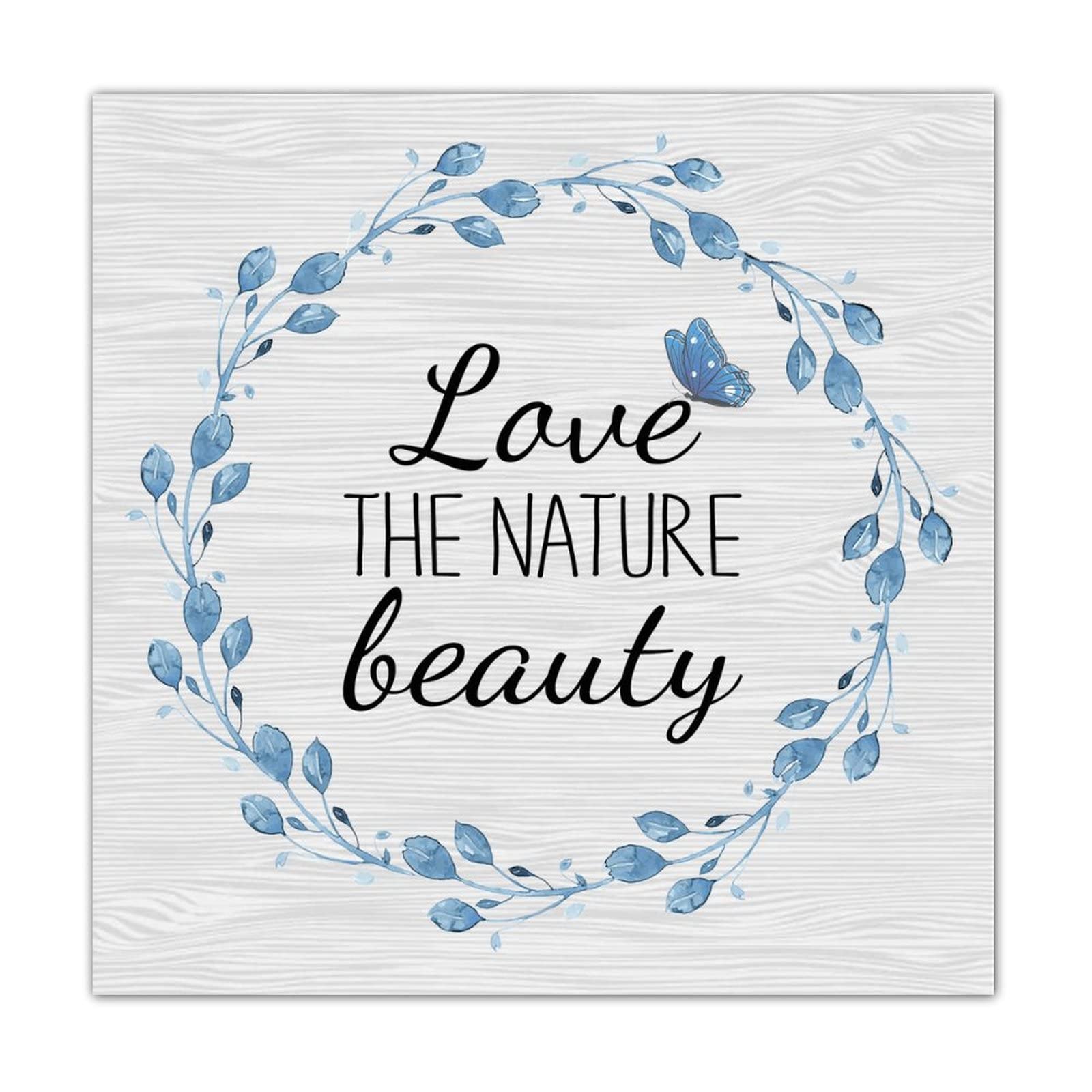 Panneau en bois Love The Nature Beauty plaque decorative premium de 40 cm
