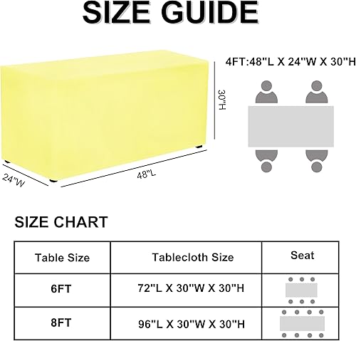 Miniatura 115 de PLOYMONO Paquete de 4 manteles ajustables color negro, fundas de mesa hasta el suelo para mesas rectangulares de 6 pies (72 x 30 pulgadas), mantel