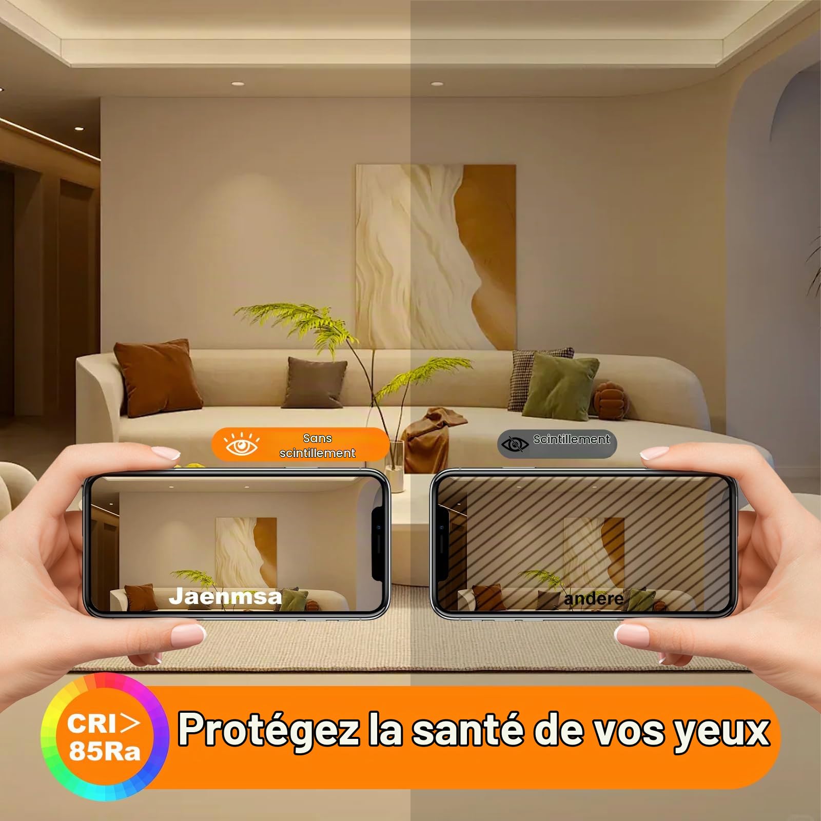 Spot LED Encastrable Orientable, 10W Trou Φ 90-100mm 3000K Warm White 400LM spots de Plafond, 30-60° Extra Plat Spot Salle de Bain IP44, Non Dimmable, Lot de 6