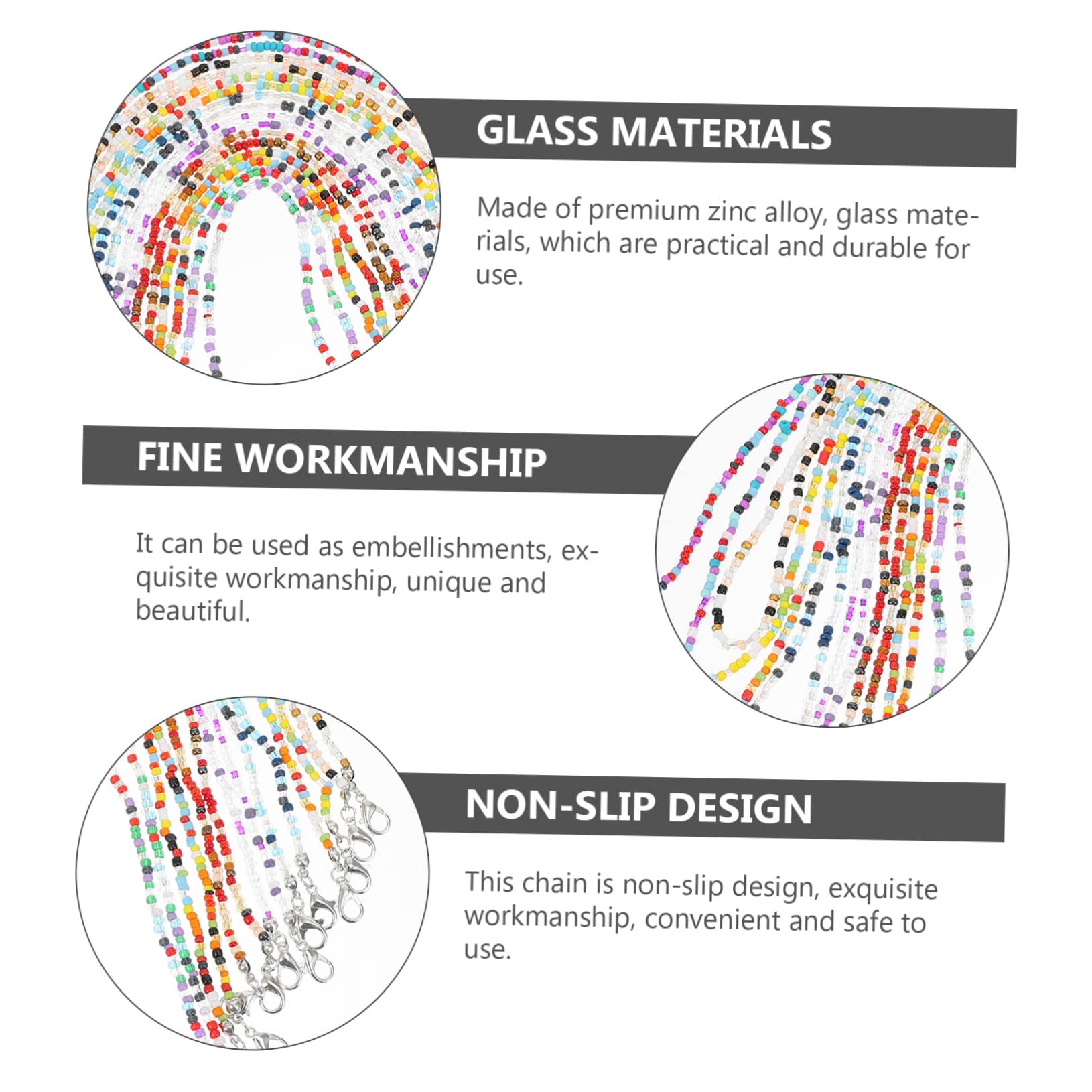 LIFKOME 3 Juegos De Cadenas Para Colgar Gafas Reutilizables Con Estilo Accesorio Para Gafas De Sol Fácil De Usar Multifunción 8 Piezas X 3