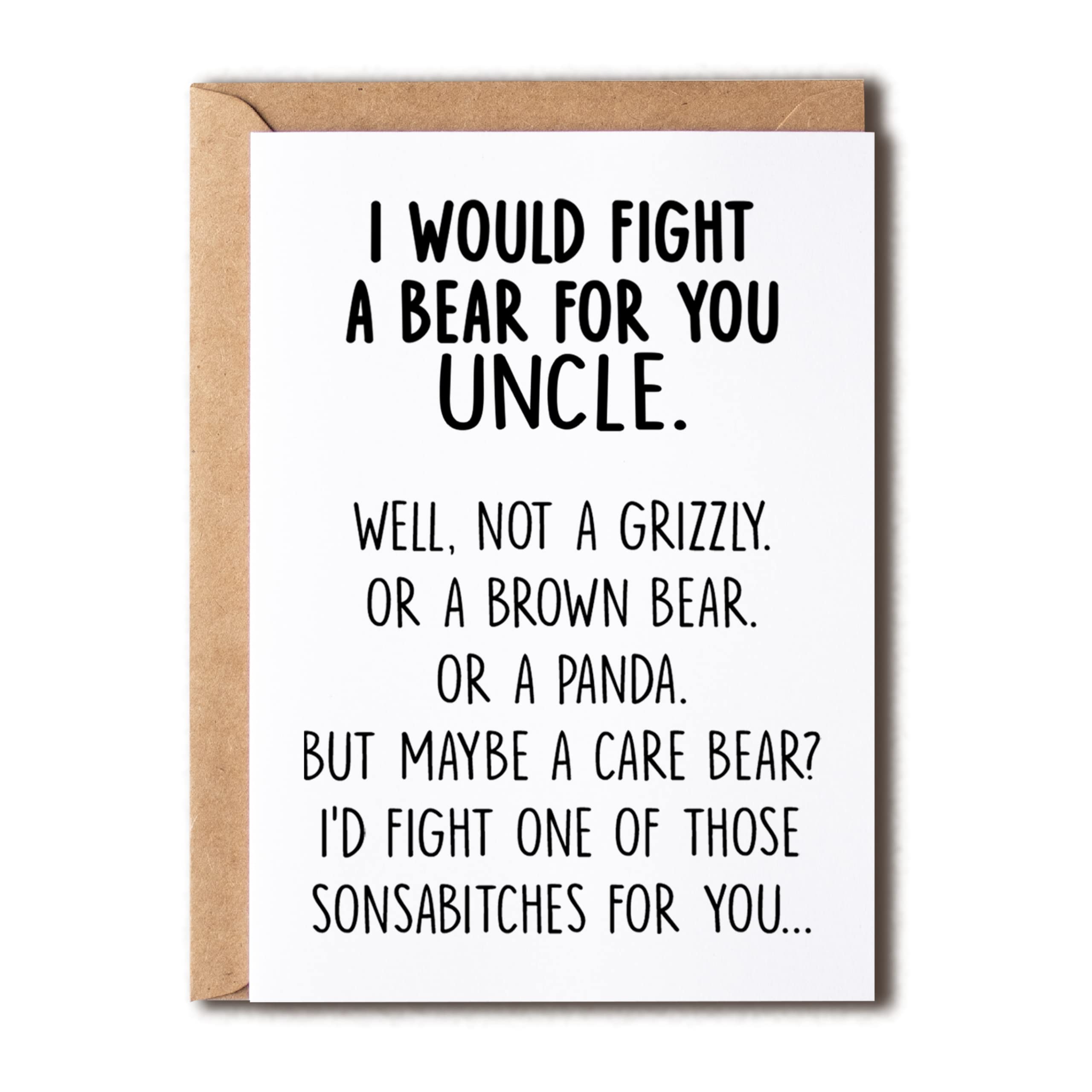 Karte Für Bruder 'I Would Fight A Bear For You' – Lustiges Geschenk, Blanko Innen