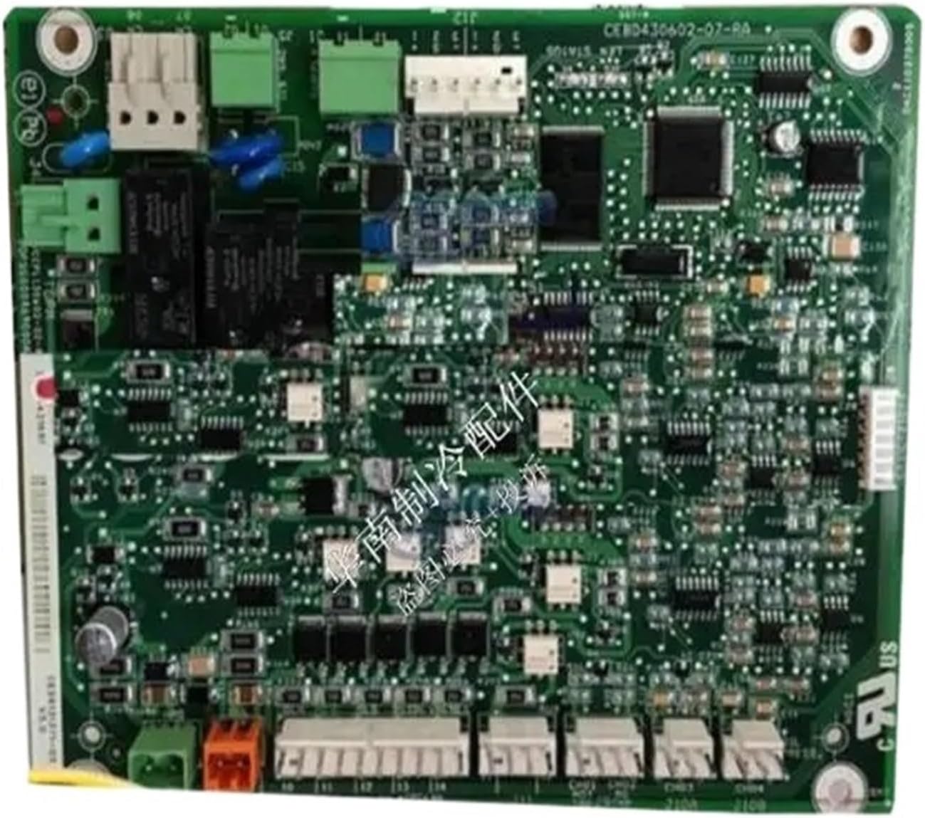 Top-down view of the JYFORNWC Carrier Air Conditioner Motherboard, showing various electronic components, connectors, and circuit traces.