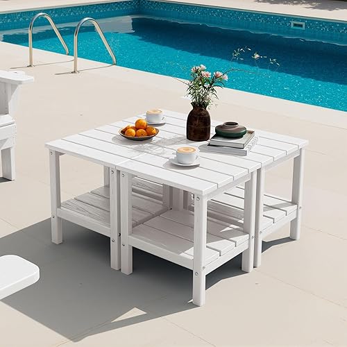 Miniatura 22 de SERWALL Mesa auxiliar Double Adirondack, Mesa auxiliar de forma rectangular, Negra