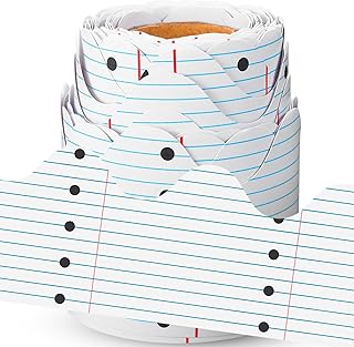 Fuutreo 32.8 ft Notebook Line Bulletin Board Borders Back to School Bulletin Border Office Scalloped Trim for School Fiesta National Wedding Party Decoration