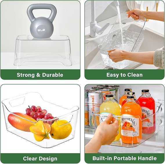 6 Pack Clear Plastic Storage Box for Kitchen Storage & Organisation