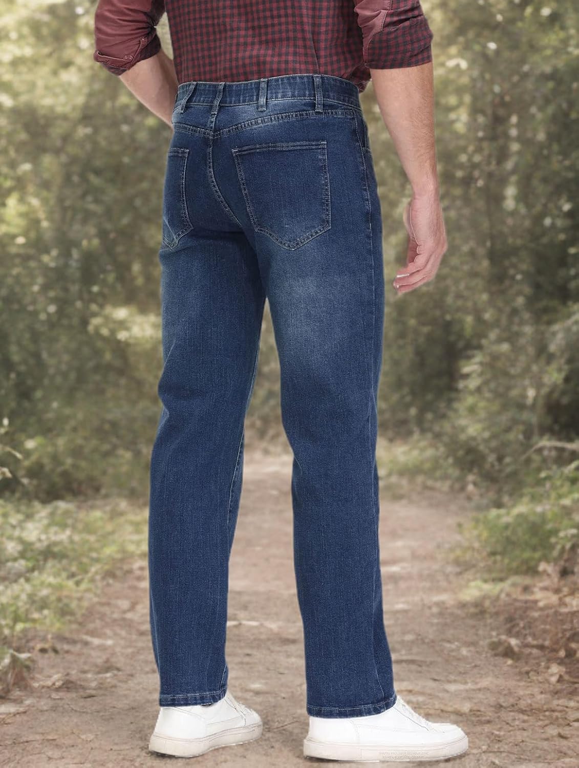 Soojun Men's Flex Waistband Relaxed Fit Straight Leg Jeans - Image 6