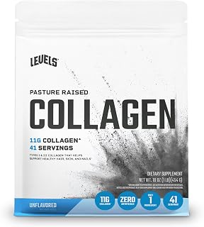 Levels Unflavored Collagen Peptides Powder | 11g Types 1 & 3 per Scoop | No Artificial Ingredients, Hydrolyzed, 1LB