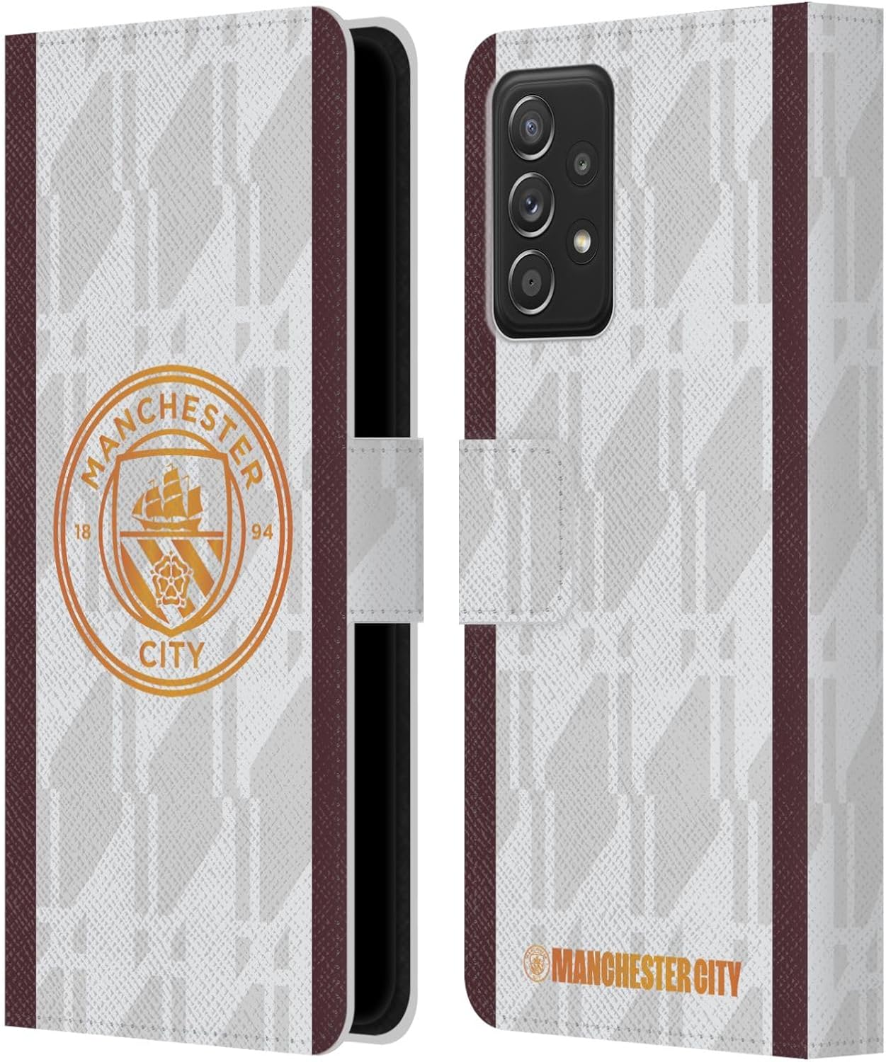 Head Case Designs Officially Licensed Manchester City Man City FC Away 2023/24 Badge Kit Leather Wallet Case Compatible with Samsung Galaxy A53 5G (2022)
