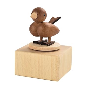 Decdeal Wooden Music Box with Cute Figurine Home Decor Crafts Musical Gift for Birtay Christmas Valentine's Day
