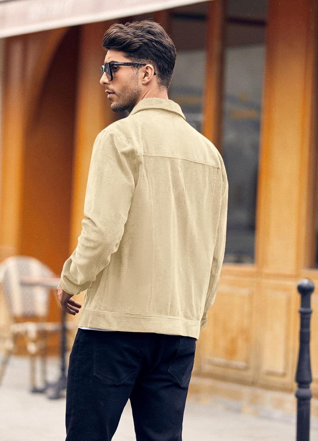 Pretifeel Mens Corduroy Trucker Jacket Slim Fit Button Down Fall Winter Coat