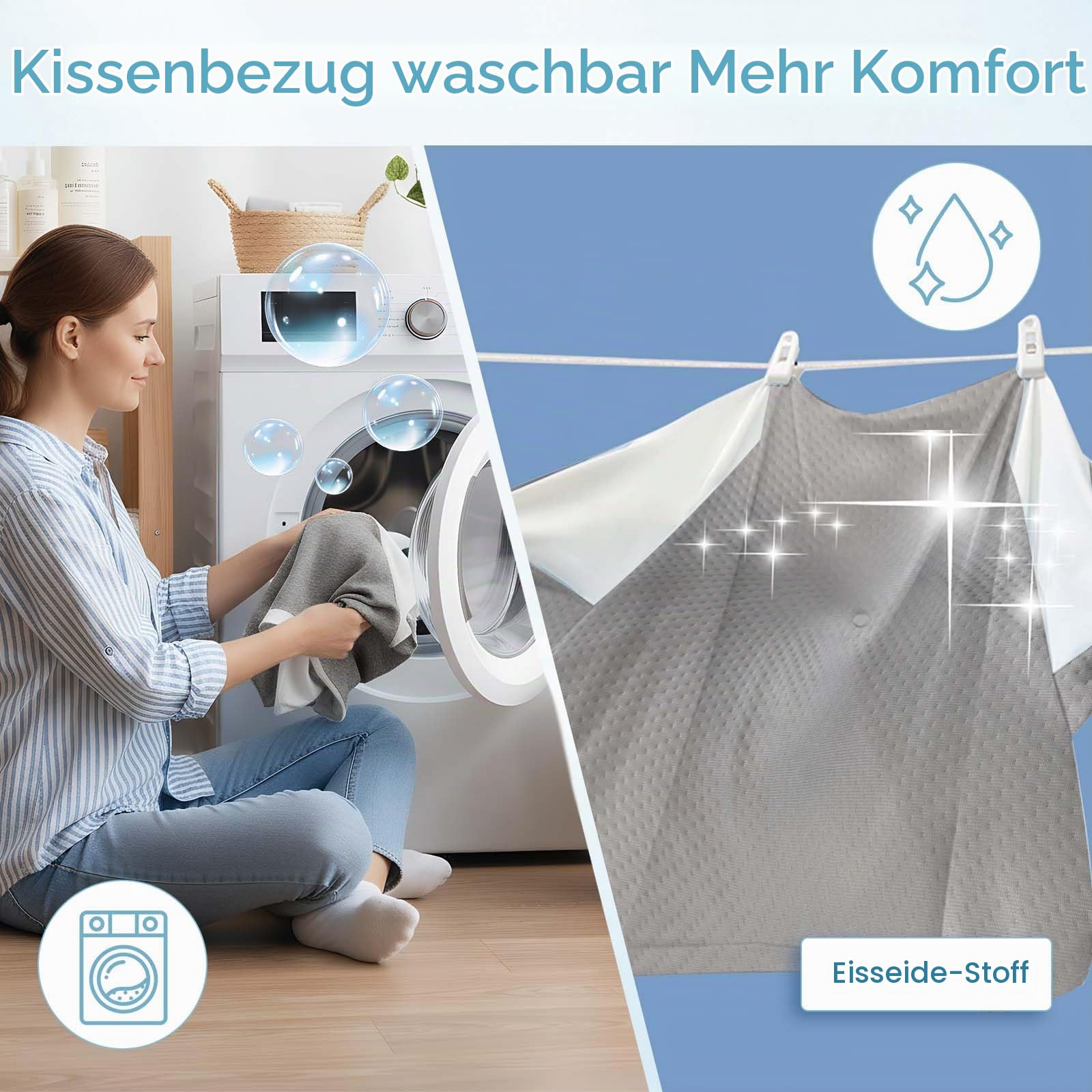 OKYUK 4 in 1 Nackenkissen Ergonomisch mit Zwei-Zonen-Design, Memory Foam Kissen mit Abnehmbarer Kissenbezug für Seiten Rücken & Bauchschläfer (Grau-weiße)