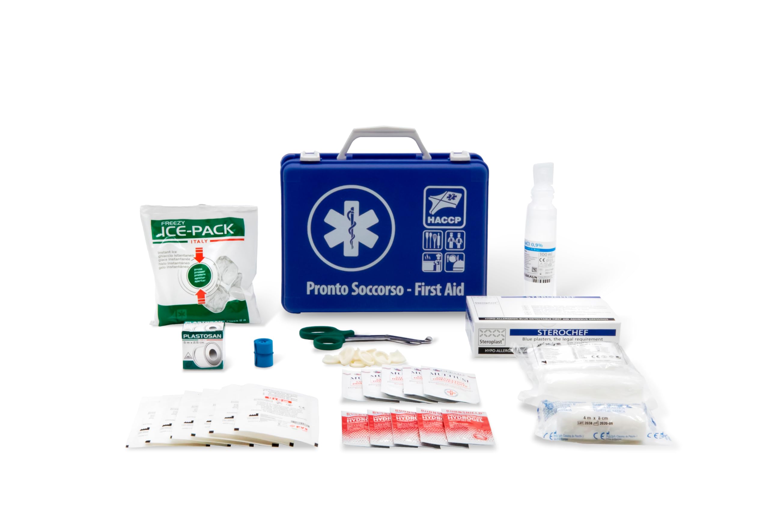 Maletín de primeros auxilios MEDIC 1 HACCP sector alimentario y restauración color azul 250 x 190 x 90 mm