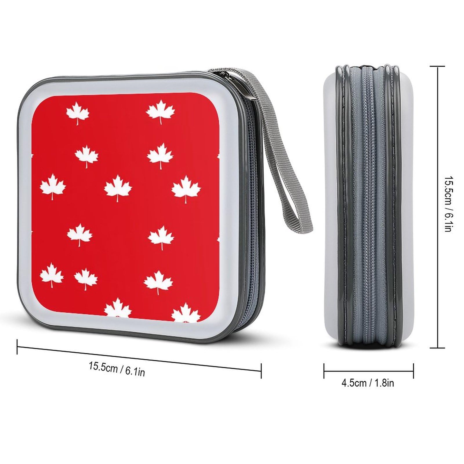 Canada Maple Flag CD Case Portable DVD Holder Storage Organizer for Home Travel