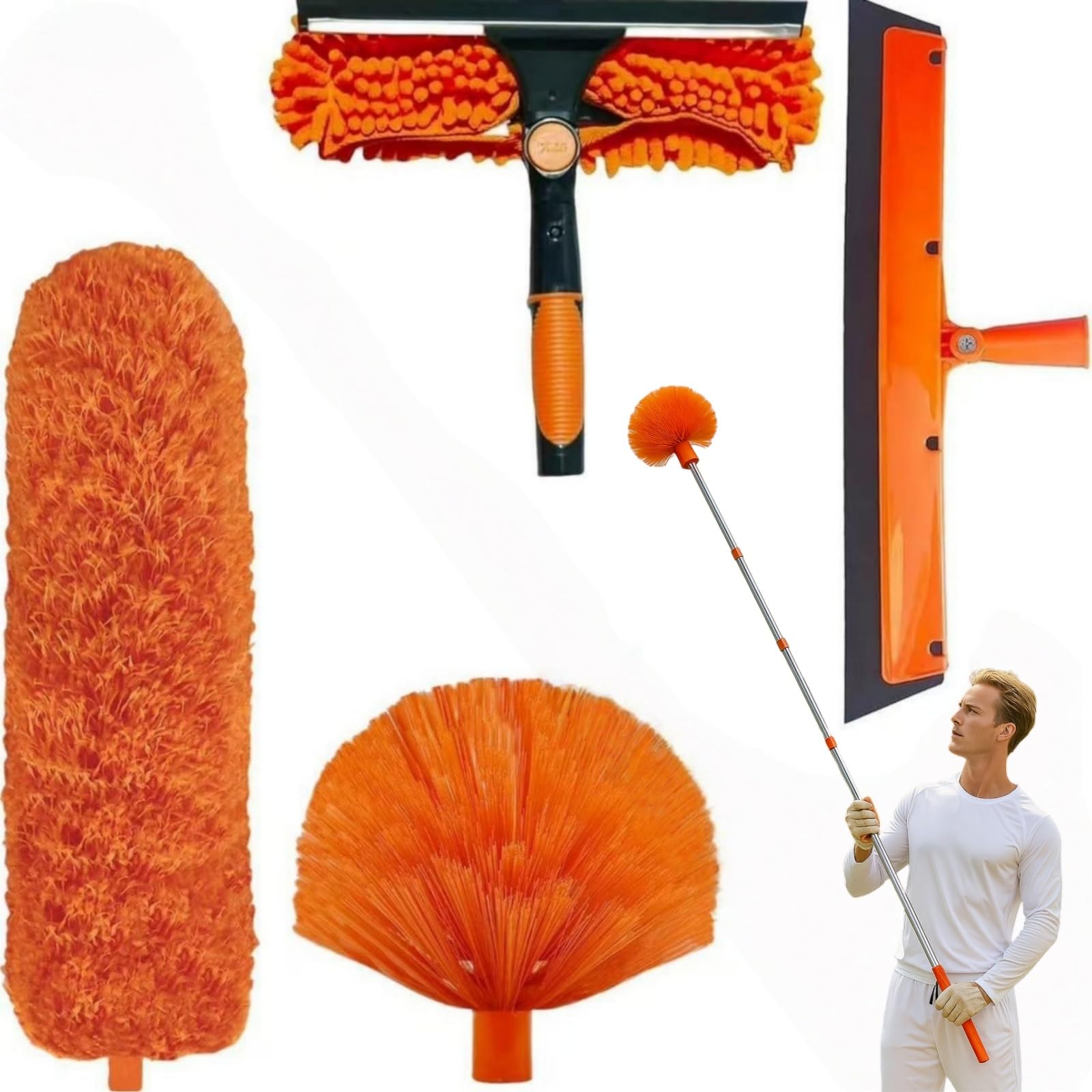 Kit per la pulizia del tetto telescopico ad alta portata | Asta per spolverare 6 m con estensione di 4,25 m | spolverino in microfibra per soffitto e rimozione ragnatele per una pulizia efficiente