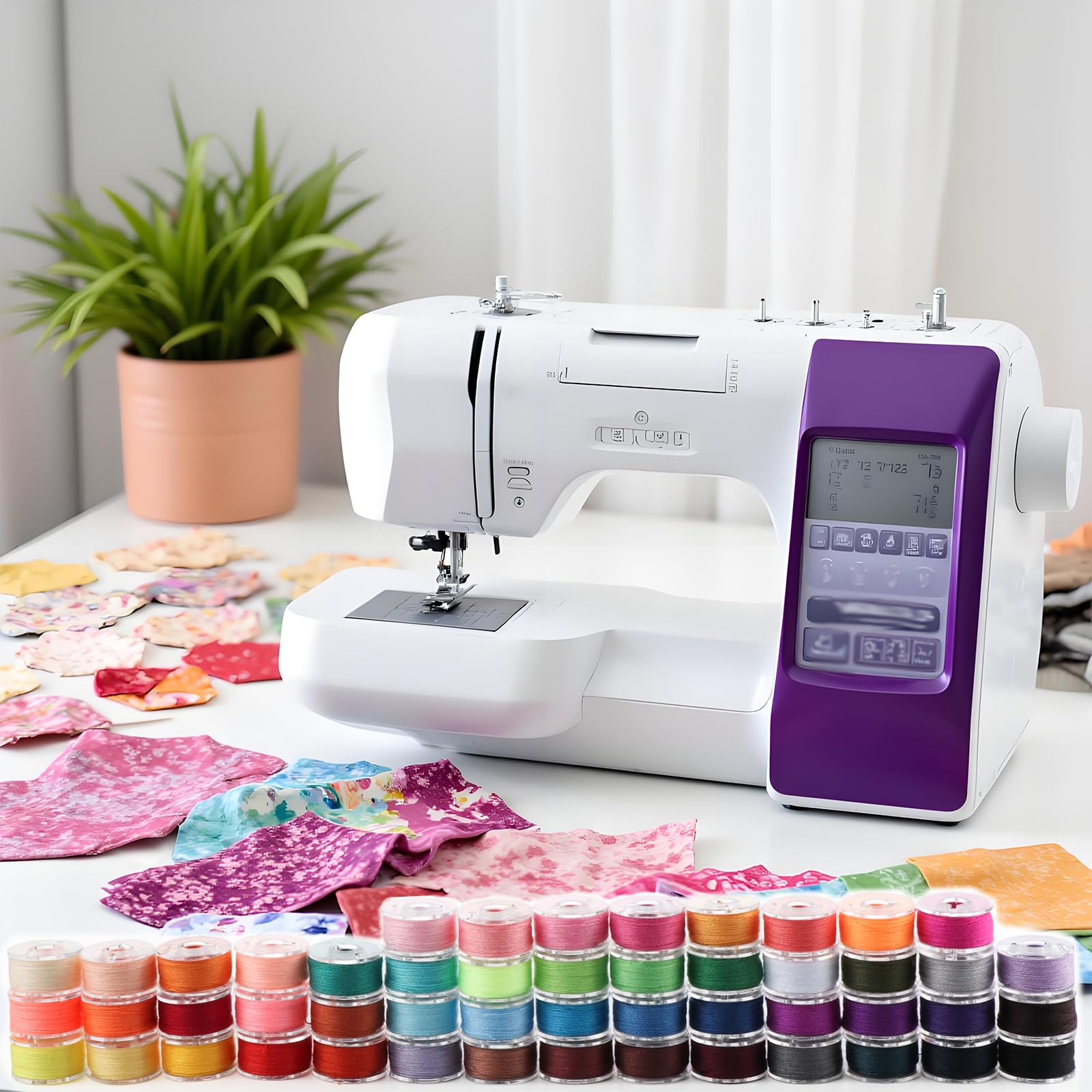 Hilo de bobina de 50 colores con caja de bobina, tamaño A clase 15 60 WT, hilo de bobina preenrollado para máquina de coser, hilo de poliéster compatible con máquina de bordar