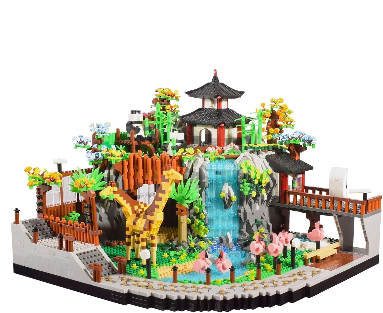 Zoo Tierpark Bausteine Bausatz, 5000+ Klemmbausteine Modular Integrierter Tierpark Modellbausatz, Micro Konstruktionsspielzeug Nicht Kompatibel mit Großen Marken
