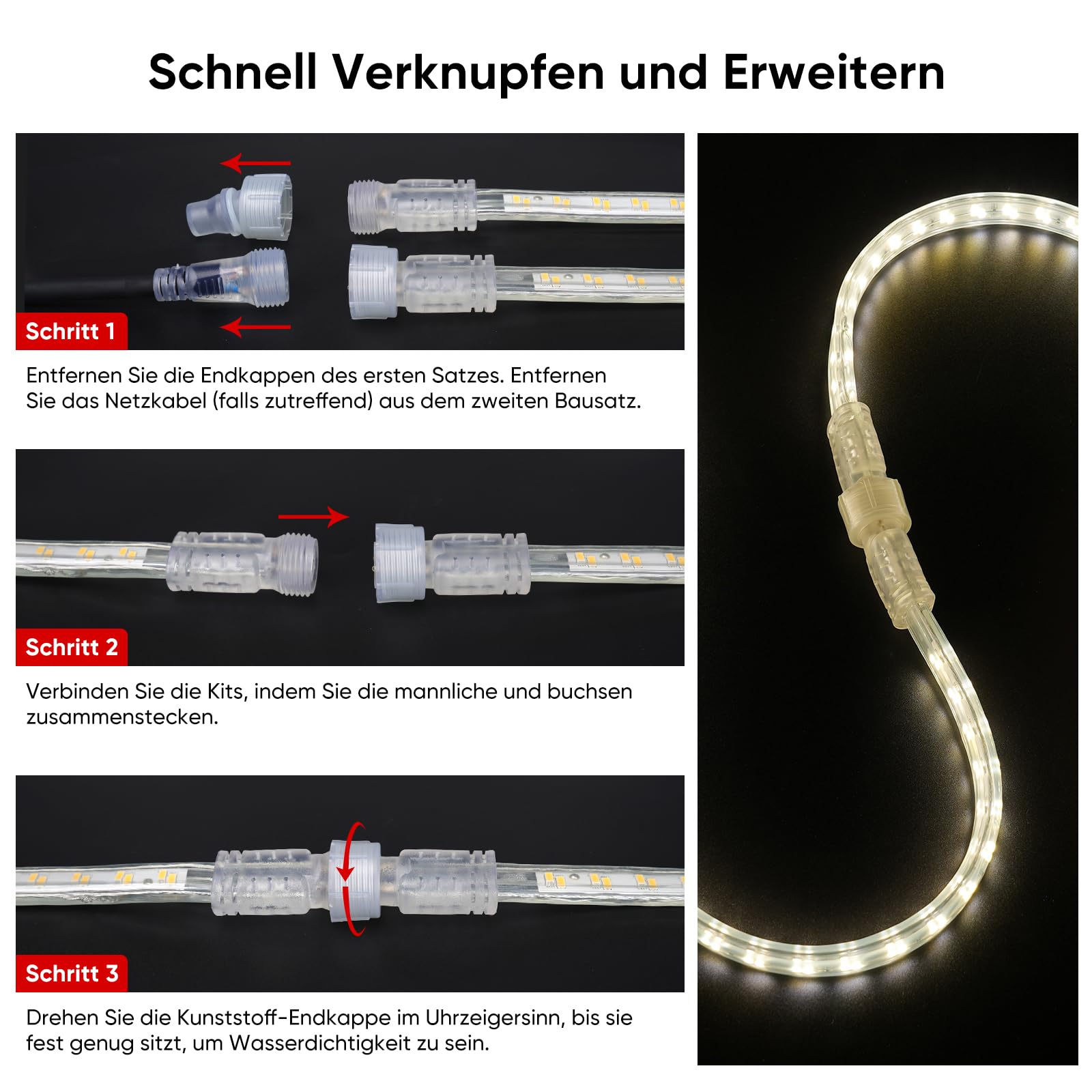 Shine Decor LED Arbeitsleuchte 25m 350W 42500lm IP65 Wasserfest Ausziehbar auf 50m Neutralweiß 4000K