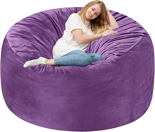 Miniatura 94 de Homguava Sillón tipo puf de 4 pies: Pufs de 4' con espuma viscoelástica rellena, grandes sillones tipo puf, sofá suave con funda de terciopelo Negro