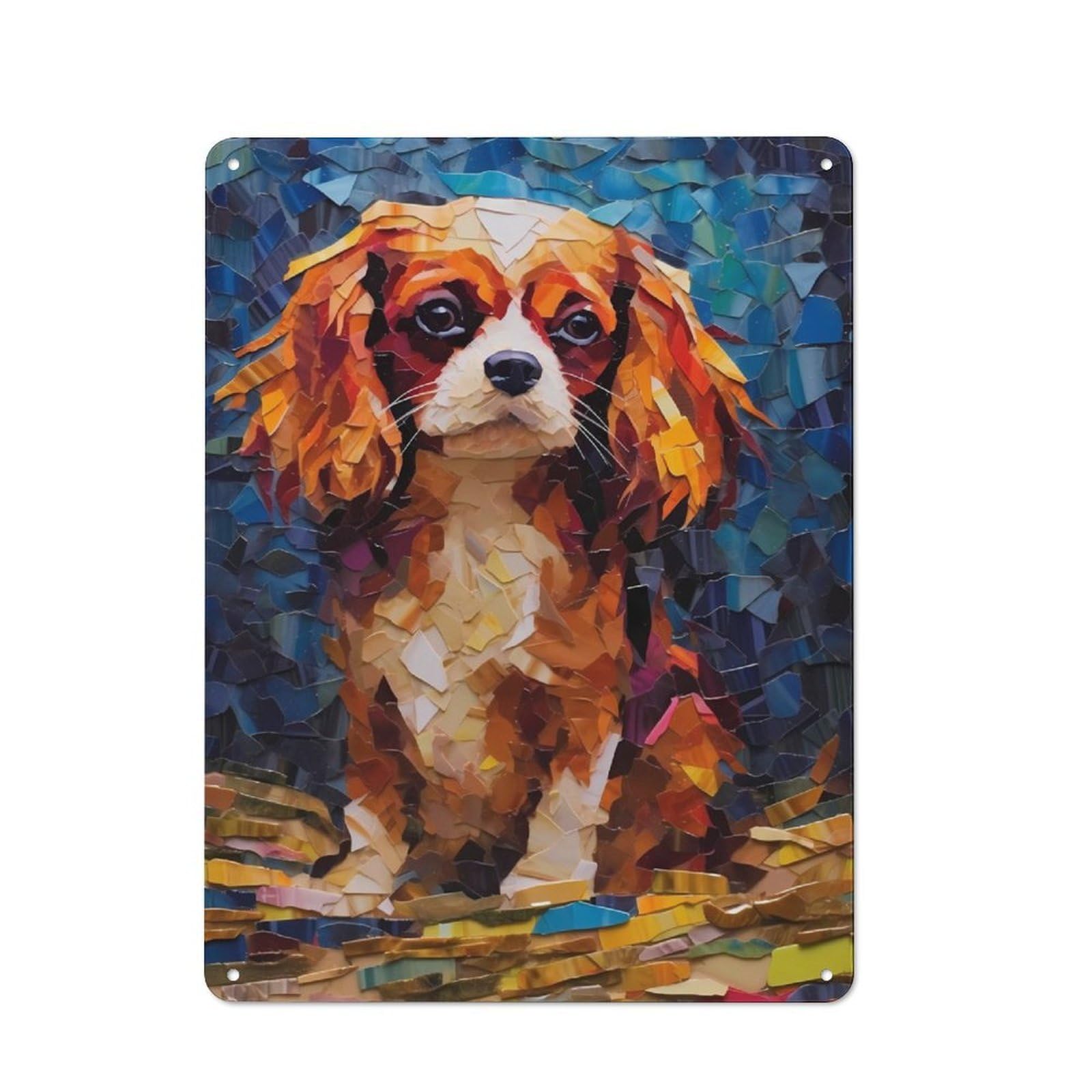 Junmoney Cavalier King Colorful Tin Wall Plaque 40X30cm With For Living Room Wall, Gift For Feature Wall Decorators During The Christmas Season