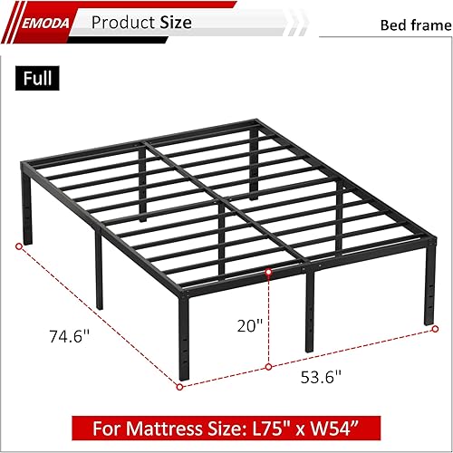 Miniatura 133 de EMODA Marco de cama Queen no necesita somier, plataforma de metal resistente de 6 pulgadas, marco de cama tamaño Queen con listones de acero, fácil