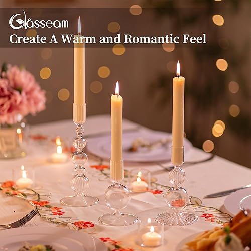 Miniatura 2 de Glasseam Portavelas de cristal Juego de 3 portavelas cónicos transparentes, juego de 3 portavelas modernos para velas cónicas, portavelas