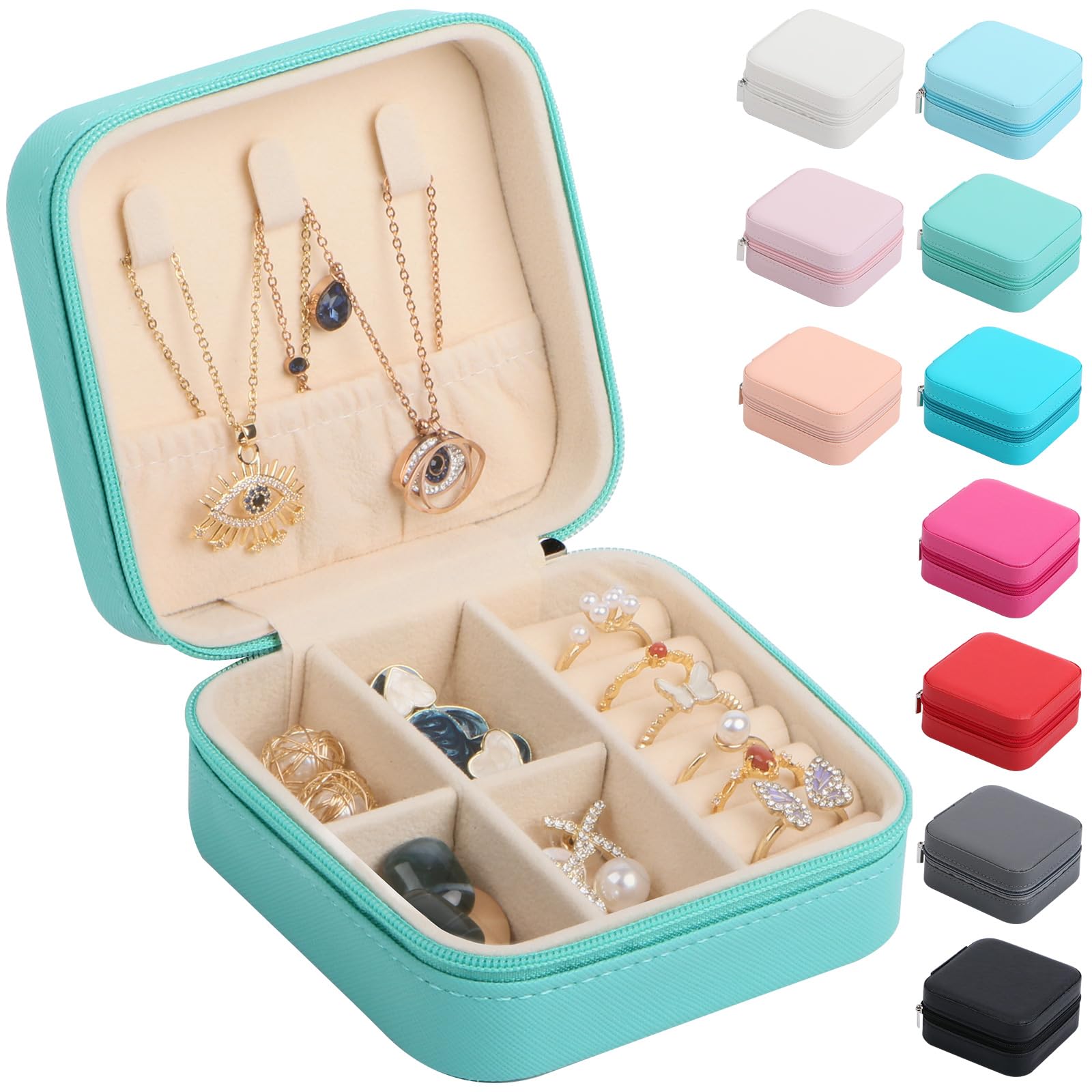 24Aug Small Travel Jewelry Case Organizer,Mini Travel Essentials for Women,Small Jewelry Box for Girls 8-12,Bridesmaid Gifts Birthday Gifts for Women