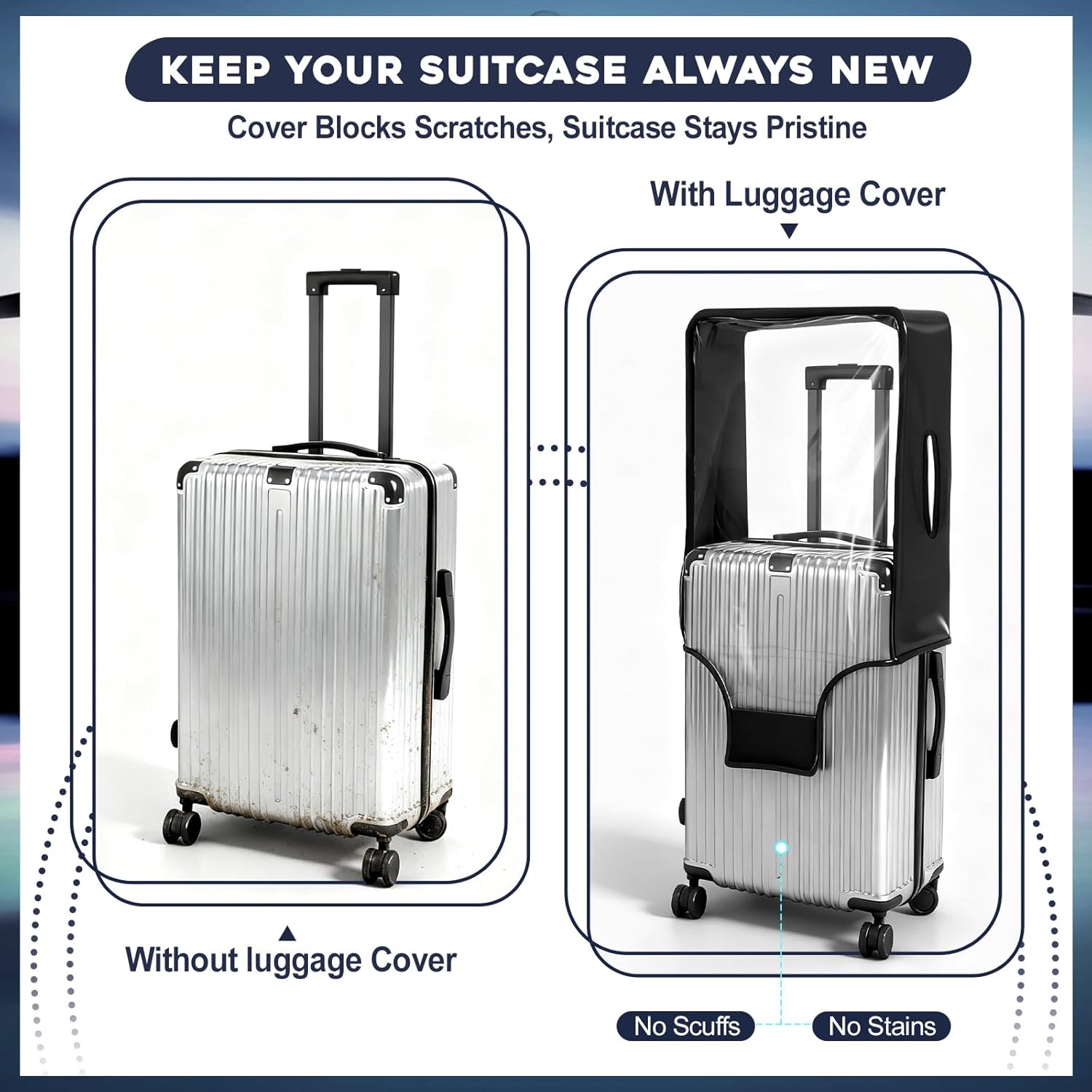 3 Pack Thicken Clear Luggage Cover Protector TPU Luggage Covers for Suitcase Waterproof Anti-scratch Protector Sleeve Fits 20 24 28 Inch Baggage TSA Approved Travel Accessories - Image 6