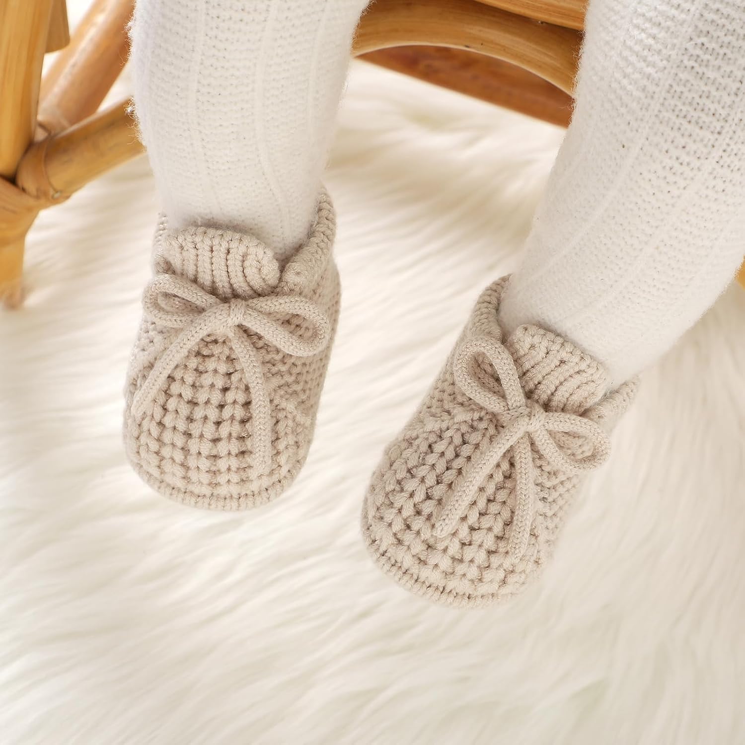 DovFanny Baby Booties Newborn Baby First Shoes Cozy Warm Knit Soft Booties for Toddler Infant Boy Girl - Image 2