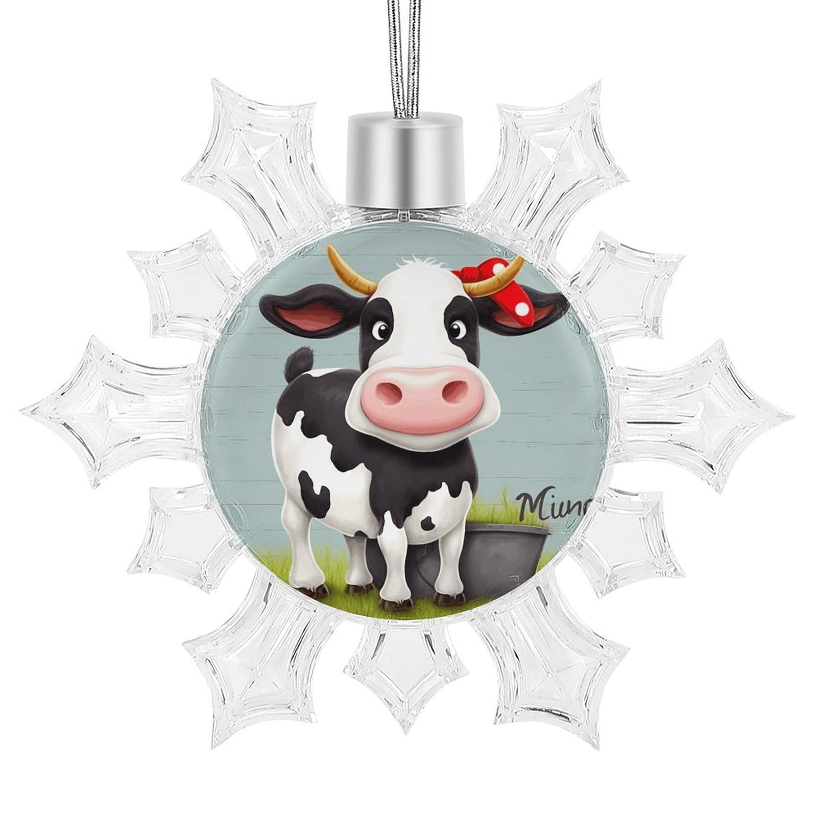 Cute Cow Snowflake Ornaments Cute Snowflake Pendant Exquisite Christmas Tree Ornaments for Christmas Weddings New Year Birthday Holiday Celebration
