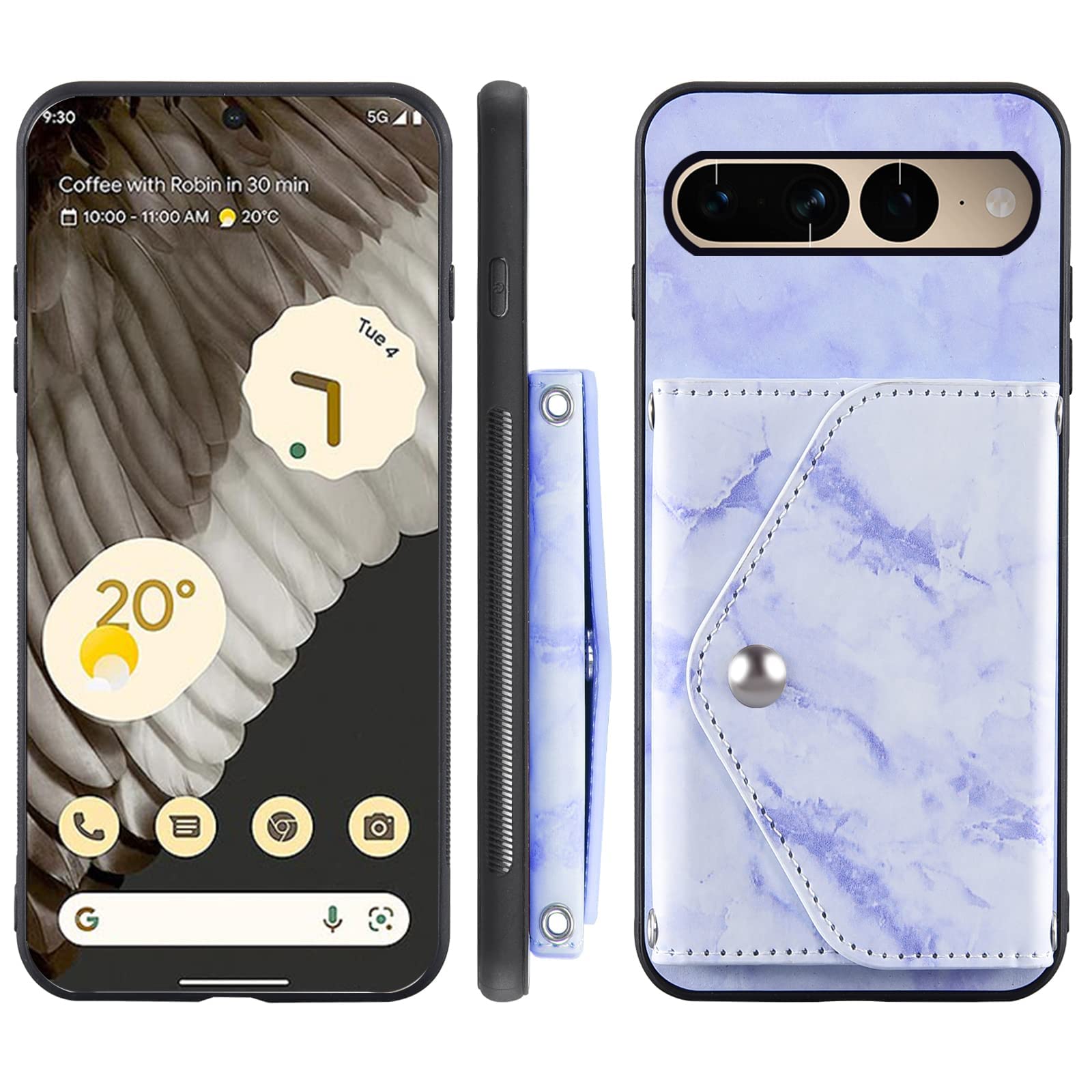 Asuwish Handyhülle Für Google Pixel 7 Pro Mit Kartenfach & Standfunktion - Lederoptik, Reißverschluss, Braun