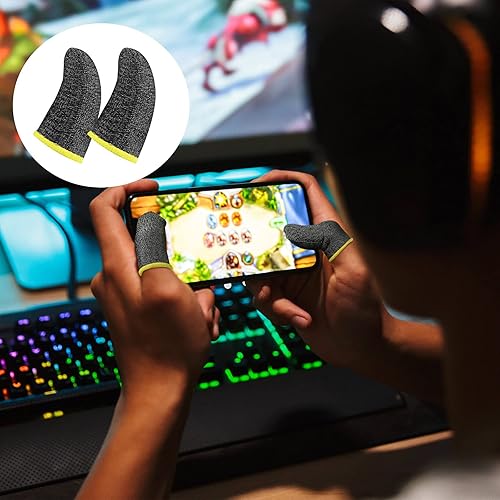 Miniatura 22 de Geyoga 40 fundas para dedos para juegos para pulgares, protector de dedos para juegos móviles (negro)