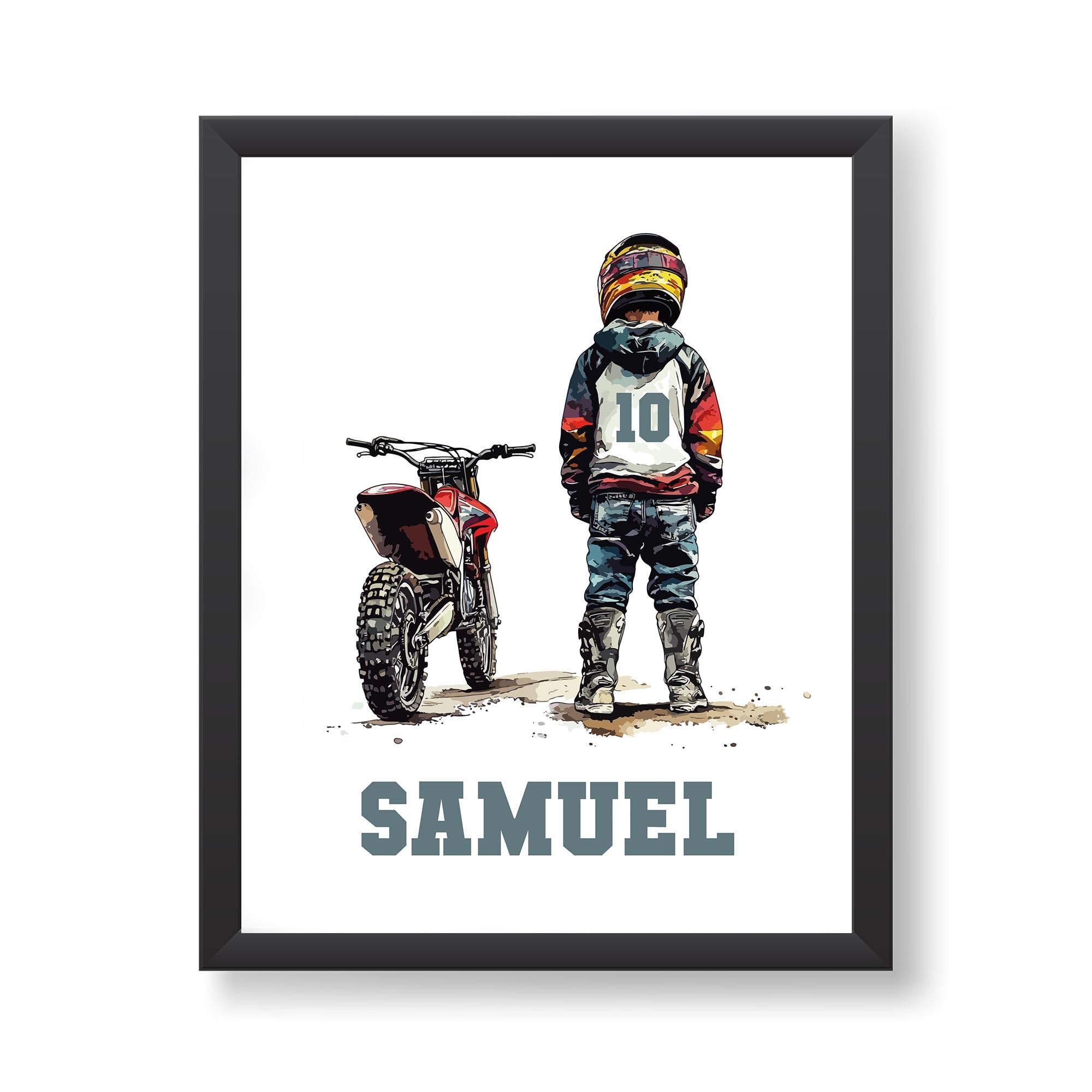 Personalised Motocross Print, Motorbike Print, Motocross Wall Art, Motorbike Wall Art, Boys Bedroom Decor, Motocross Poster, Gift For Boys (1 A4 Print Only)
