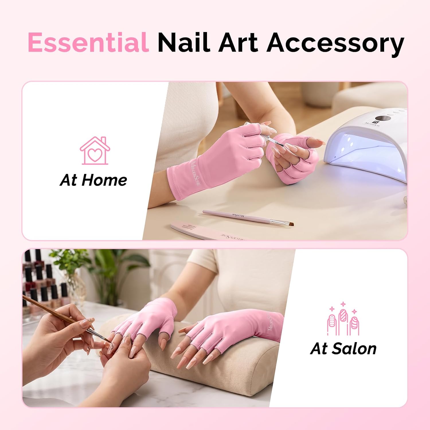 MelodySusie UPF50+ Fingerless UV Protection Gloves,2‑Pack for Gel Manicures image 2