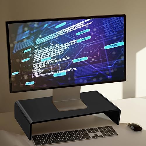 Miniatura 4 de Jetec 2 soportes acrílicos para monitor de escritorio de video acrílico, estante de escritorio para computadora portátil, TV, pantalla de