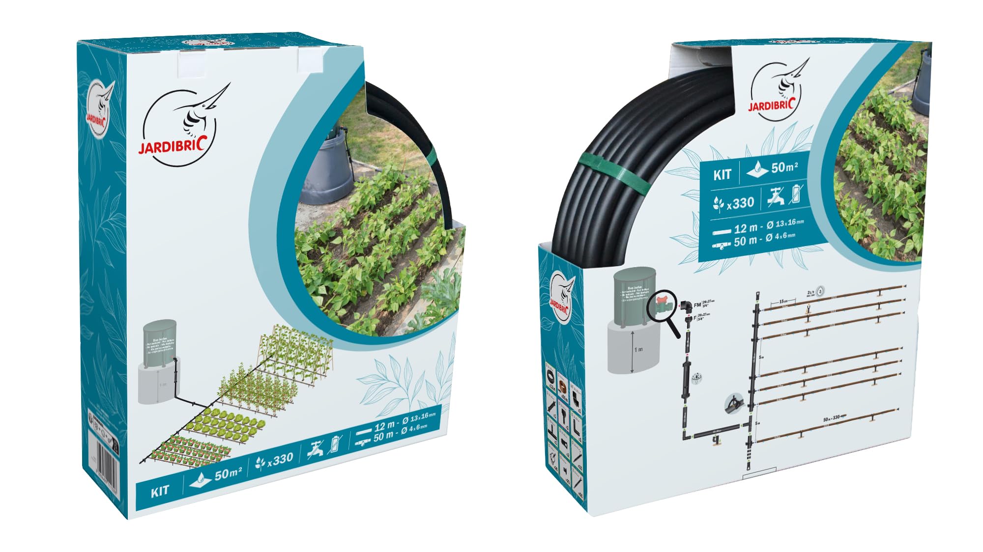 Jardibric - Kit Goutte à Goutte Gravitaire 50 m² - Système Irrigation Sans Pression - Arrosage Potager