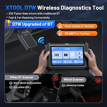 XTOOL D7W OBD2 Scanner Diagnostic Tool: 2026 Wireless Ver. of D7/D7S/D7BT, AI-Assisted Bidirectional Scan Tool with Full System Diagnostic, PMI, ECU Coding, 39+ Resets, CAN FD/DoIP, Scanner for Car