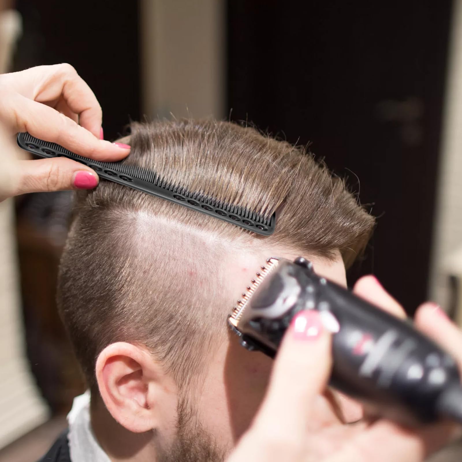 Węglowe grzebienie z cienkimi i średnimi zębami, odporne na wysokie temperatury, profesjonalny stylista włosów, uniwersalne grzebienie do strzyżenia włosów dla mężczyzn i kobiet, salon domowy