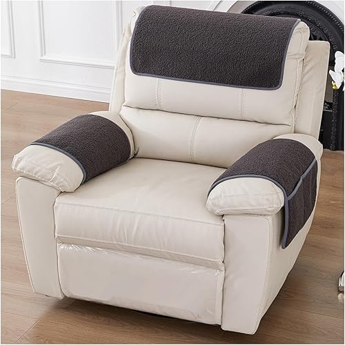 Funda protectora para reposabrazos de sofá reclinable, funda para reposacabezas de sofá de 123 plazas con bolsillo, funda antideslizante para sillón