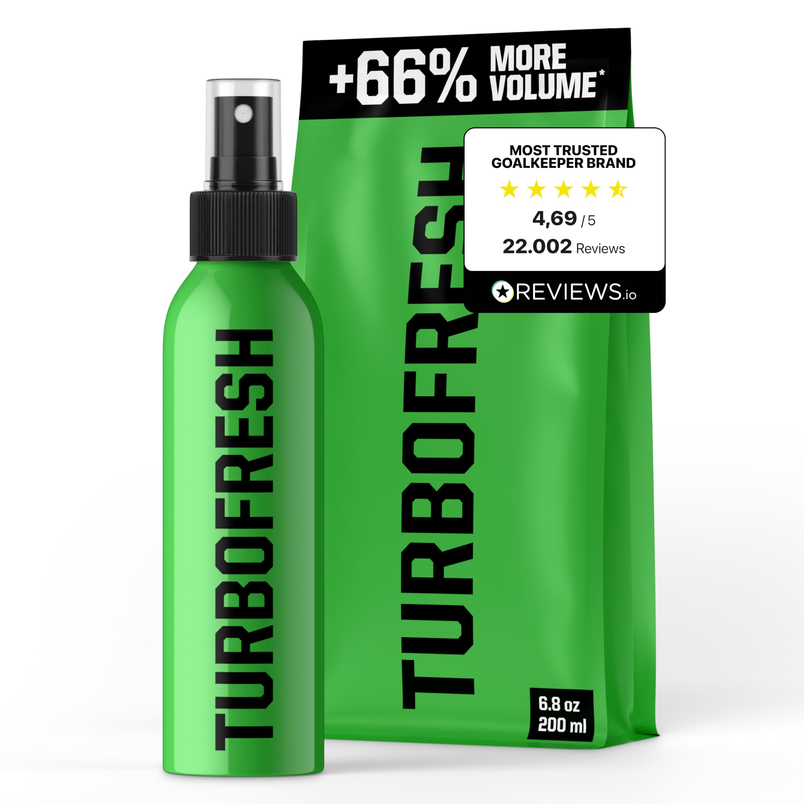 T1TAN TURBOCLEAN & TURBOFRESH Torwarthandschuh Reiniger, 200ml, Latex-Reinigung für maximalen Grip & Innenraum-Geruchsentferner gegen Bakterien, erhält Performance & langanhaltende Frische