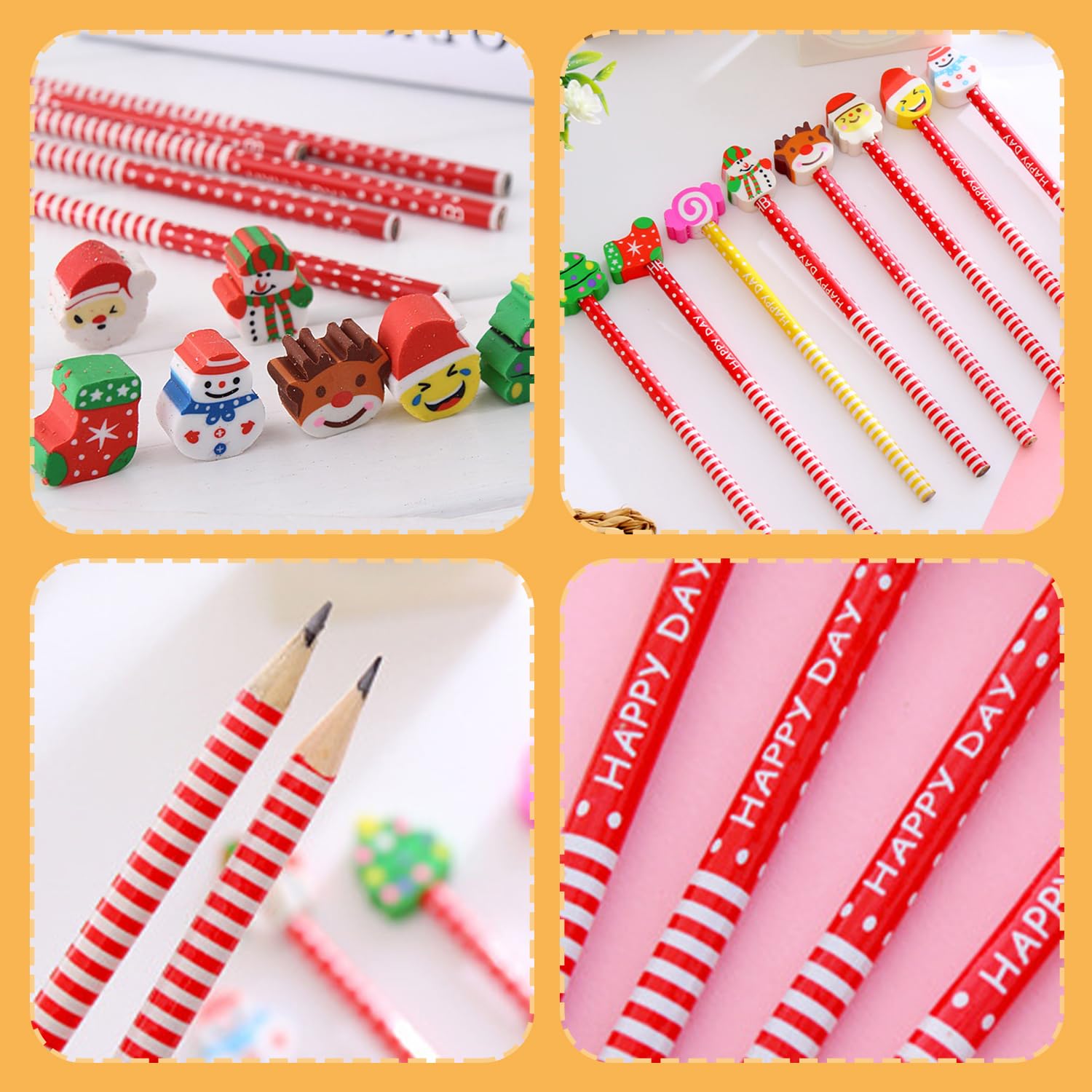 RmKbe 72pcs Christmas Pencils with Erasers Christmas Themed Pencil Christmas Party Stationery Supplies Christmas Stocking Stuffers for Kids - Image 2