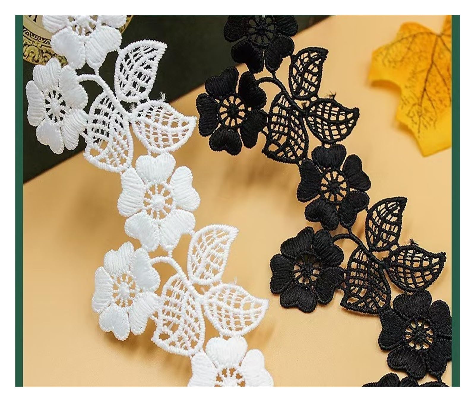 Spitzenborte, Spitzenstoff, Spitzenbordüre, Nähprojekte, Hochzeitsvorhänge, Dekoration, Scrapbooking (schwarz)