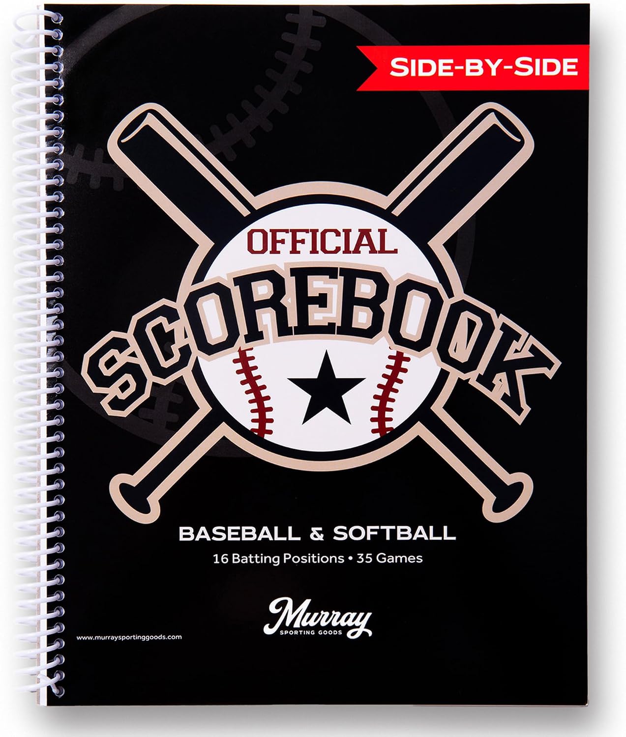 Murray Sporting Goods Baseball/Softball Scorebook - Side-By-Side Spiral Bound - 35 Games