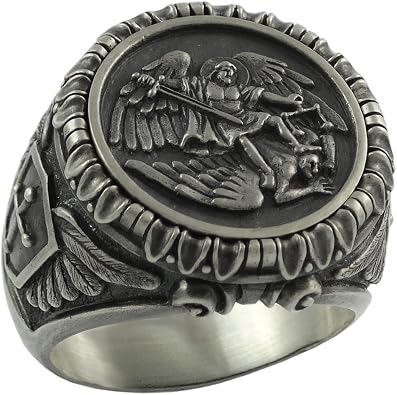 St. Michael Archangel Ring for Men Sterling Silver 925 Handmade Catholic Jewelry Christian Saint Michael Mens Ring