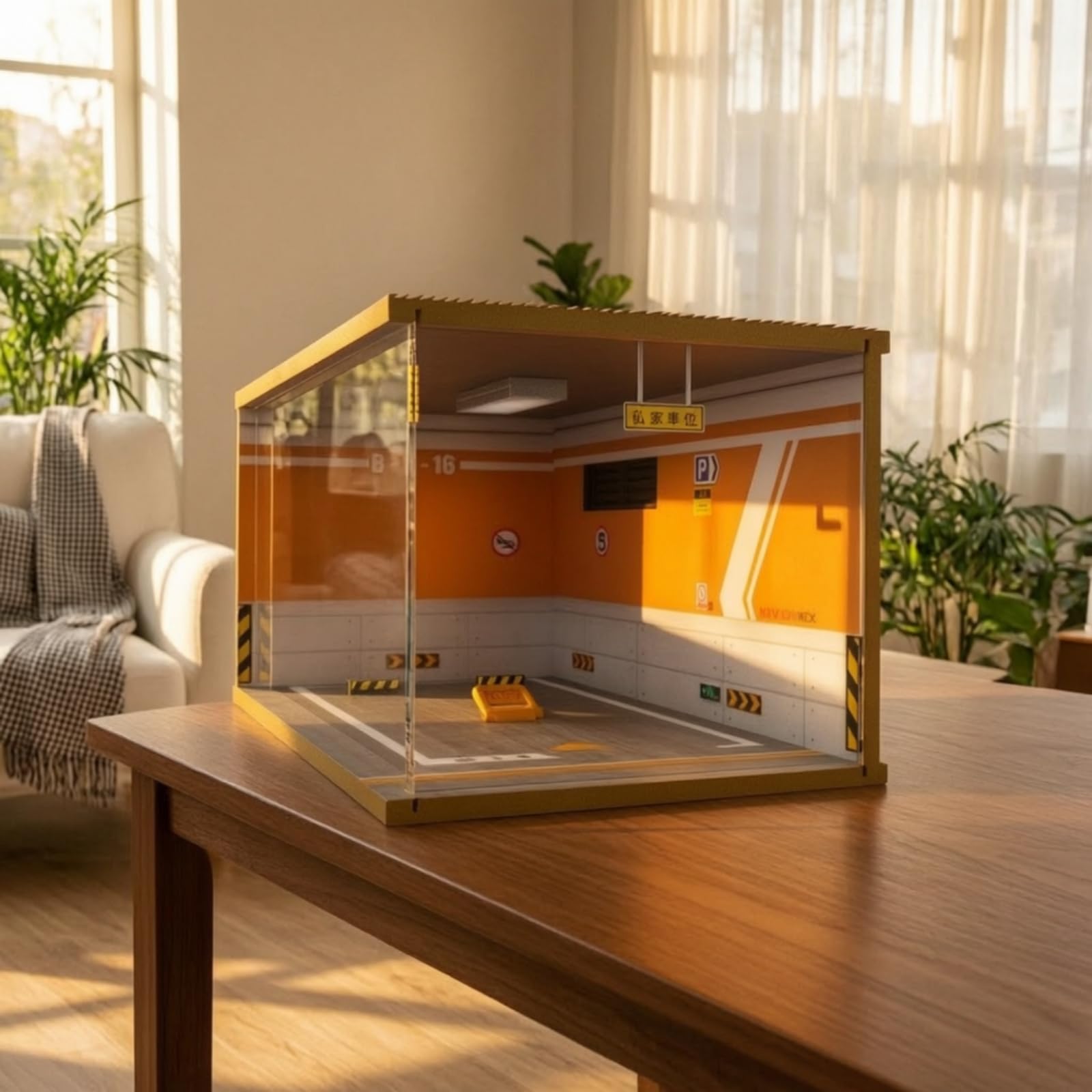 Modello di Garage Trasparente Modellismo | Assemblato, Alta Trasparenza, Diorama, per Esposizione su Mensola